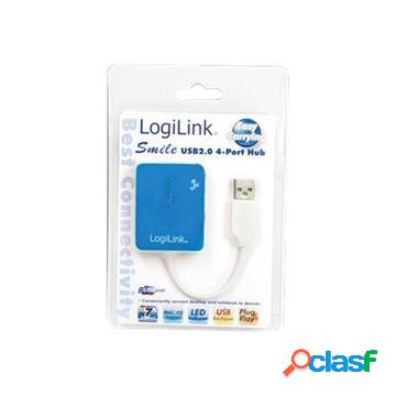 Hub a 4 porte USB 2.0 LogiLink Smile - Blu