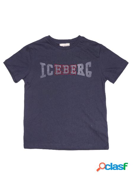 Iceberg Tshirt girocollo a maniche corte con logo blu