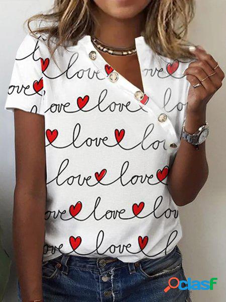 Jersey Casuale Sciolto Cuore/corda T-shirt