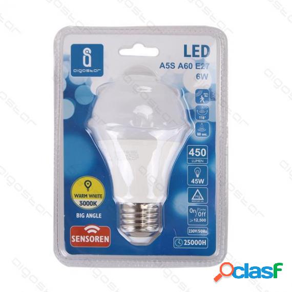 Lampadina Led A5 A60 6W Con Sensore Attacco E27 - 450 Lumen