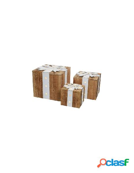 Led wooden giftboxes s3 in bo, colour: warm white, size: