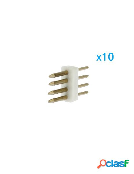 Ledlux - 10 pz spina da 4 pin rgb passo 9mm per collegamento