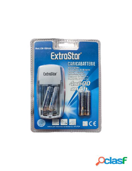 Ledlux - kit caricabatterie caricatore con 4 pile mini stilo