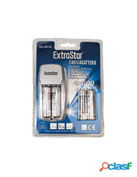 Ledlux - kit caricabatterie caricatore con 4 pile stilo aa
