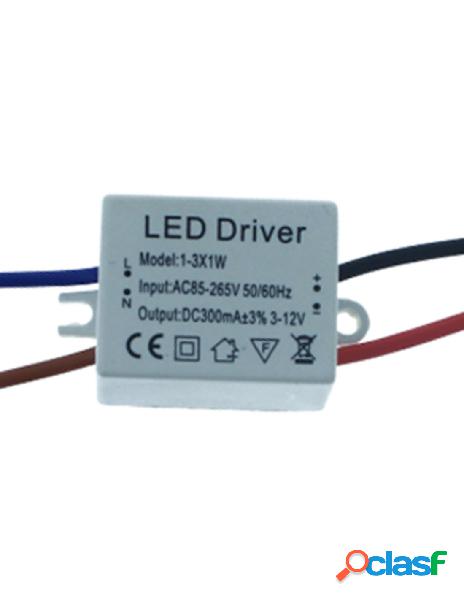 Ledlux - led driver cc 300ma 3v-12vdc 3x1w trasformatore