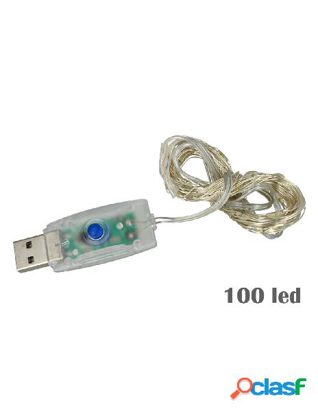 Ledlux - stringa led con usb 5v filo rame con 100 luci rgb