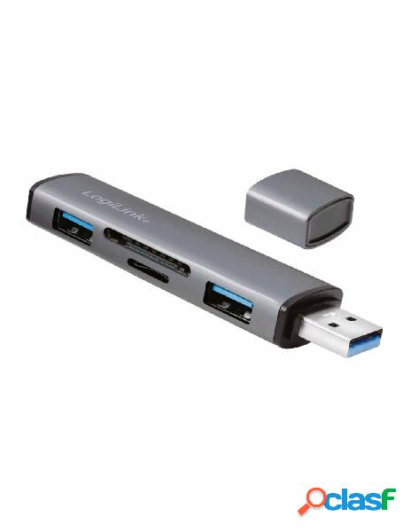 Logilink - hub usb3.2 gen2 2 porte usb a con lettore di