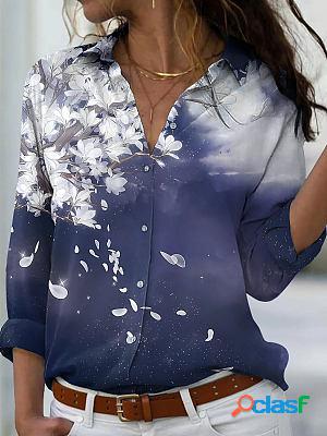 Loose Casual Floral Print Long Sleeve Blouse