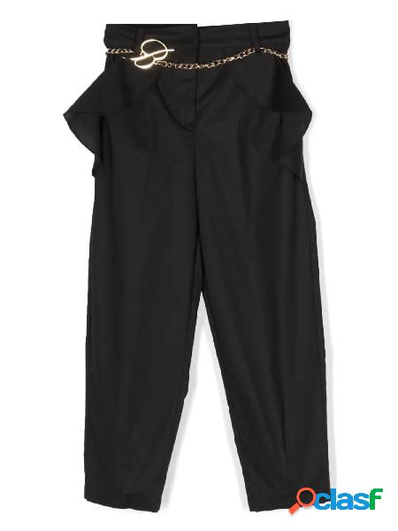 MISS BLUMARINE Pantaloni in cotone stretch con rouches e