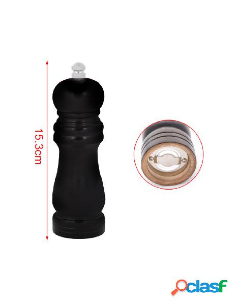 Macinapepe in legno macina pepe e sale colore nero 15,3cm