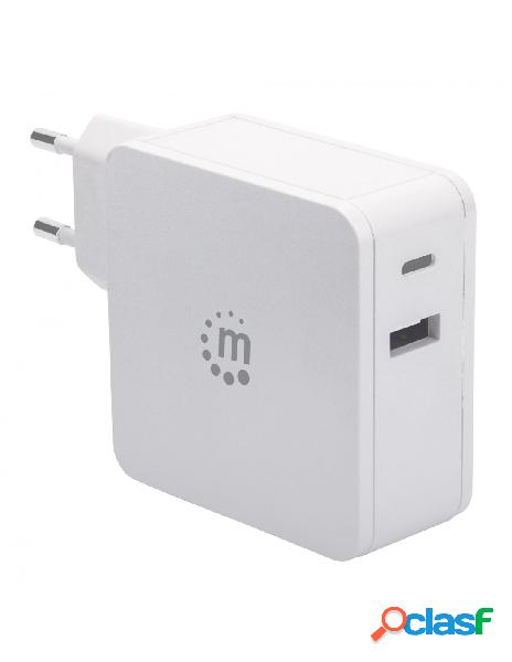 Manhattan - alimentatore 60w con porte usb-c e usb-a bianco