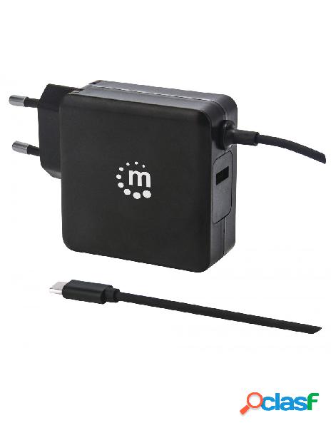 Manhattan - alimentatore 60w usb con cavo usb-c nero