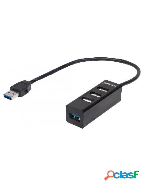 Manhattan - hub usb 3.0/2.0 combo 4 porte nero