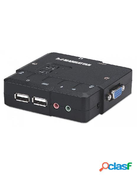 Manhattan - kvm switch 2 porte usb/audio nero