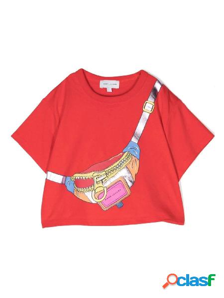 Marc Jacobs Tshirt cropped con stampa marsupio rosso