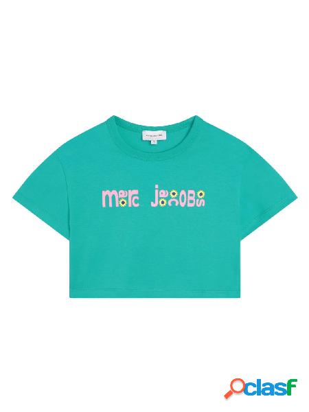 Marc Jacobs tshirt cropped a maniche corte verde acqua
