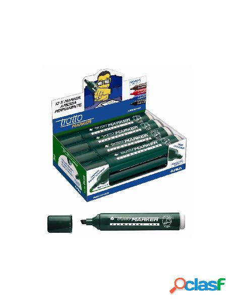 Marcatore tratto marker punta a scalpello verde - espositore