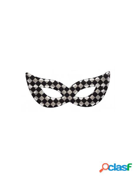 Maschera argento in tessuto a scacchi in busta c/cav.