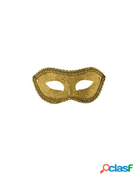Maschera oro in plastica con glitter in busta c/cav.