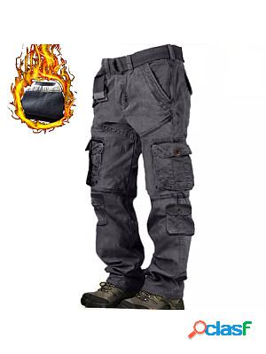 Mens Multi-pocket Fleece Warm Outdoor Tactical Cargo Pants