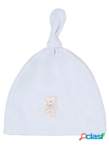 NANAN Cappello in cotone stretch con ricamo Celeste
