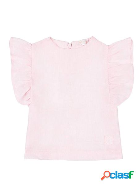 Nanan blusa da neonata in lino con volant rosa