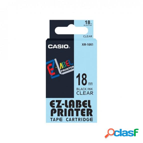 Nastro - 18 mm x 8 mt - nero/trasparente - Casio