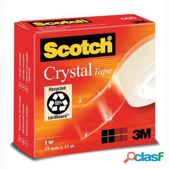 Nastro adesivo Crystal 600 - 33 mt x 19 mm - trasparente -