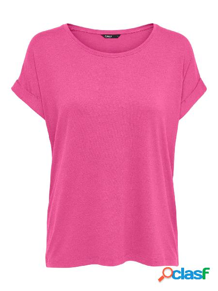 ONLY T-shirt a manica corta con risvolto Fucsia