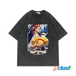 One Piece Monkey D.Rufy Maglietta T-shirt oversize lavata