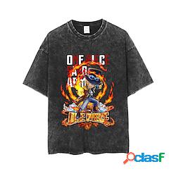 One Piece Monkey D.Rufy Maglietta T-shirt oversize lavata