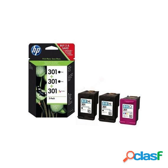 Pack Originale Hp N2 Hp 301Bk + N1 Hp 301C E5Y87Ee Cartuccia