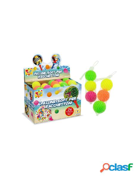 Palline per racchet. soft 3pz d 39mm 4 col fluo