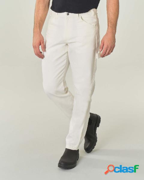 Pantalone Work Carpenter bianco in canvas di cotone
