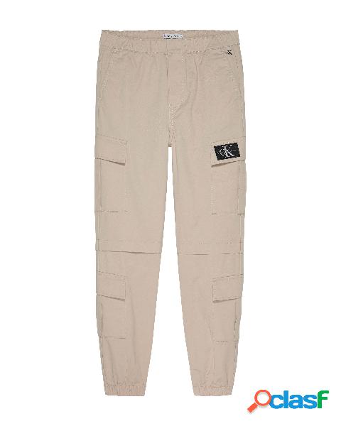 Pantalone beige cargo in cotone stretch 12-16 anni