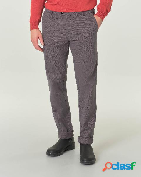 Pantalone chino Bonn grigio in cotone stretch micro armatura
