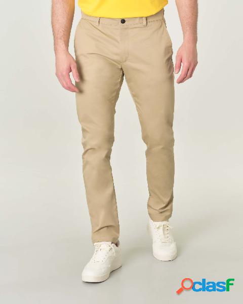Pantalone chino beige in cotone stretch