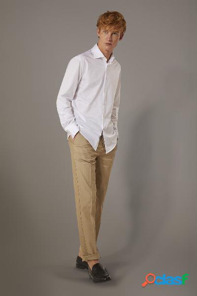 Pantalone chino regular fit costruzione a spina di pesce