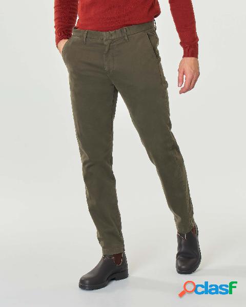 Pantalone chino verde militare micro armatura in cotone