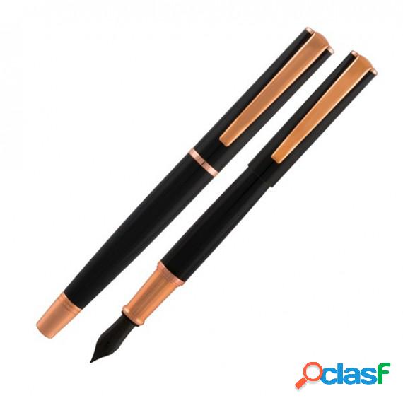 Penna Stilografica Impressa - punta M - nero/rosegold -