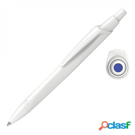 Penna a sfera a scatto Reco - punta media - fusto bianco /