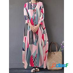 Per donna Abito casual Abito in cotone Vestito maxi Cotone
