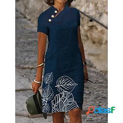 Per donna Abito in cotone e lino Abito casual Vestito a