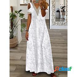 Per donna Abito in cotone e lino Abito casual Vestito maxi