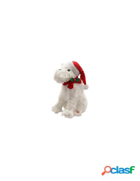 Pes singing dog w xmas hat bo, colour: white, size: