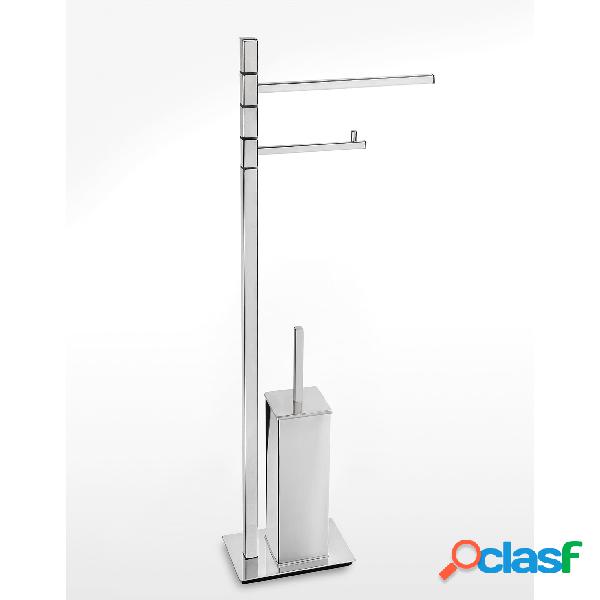 Piantana WC Bidet con Porta carta e porta scopino in ACCIAIO