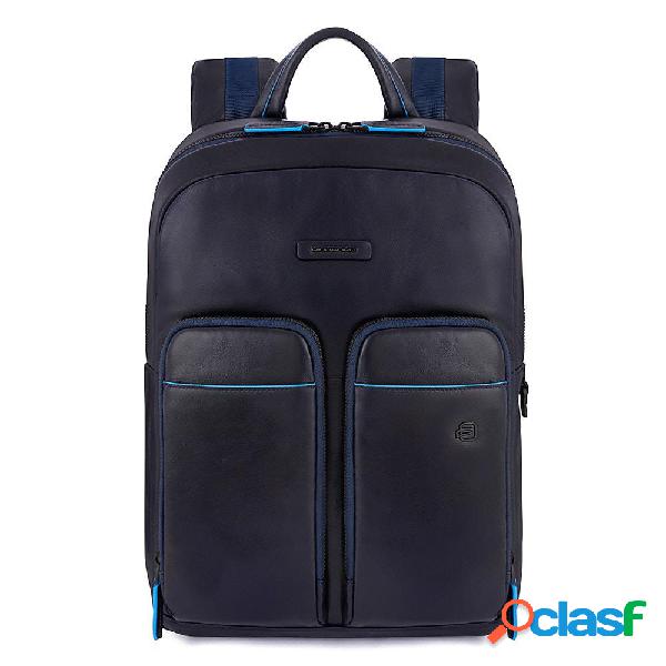 Piquadro blue square zaino porta pc/ipad blu