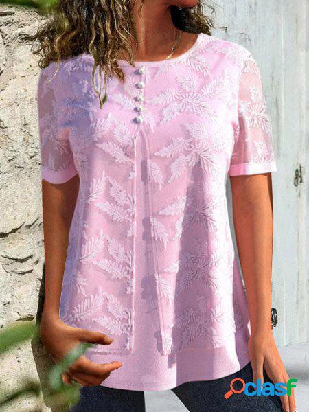 Pizzo Casuale Girocollo Sciolto Camicia