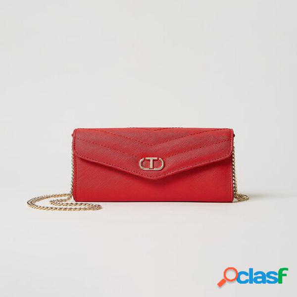 Pochette rossa a busta in simipelle effetto saffiano con