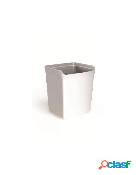 Porta penne in plastica colore bianco - misure 8,7x7,4x10cm
